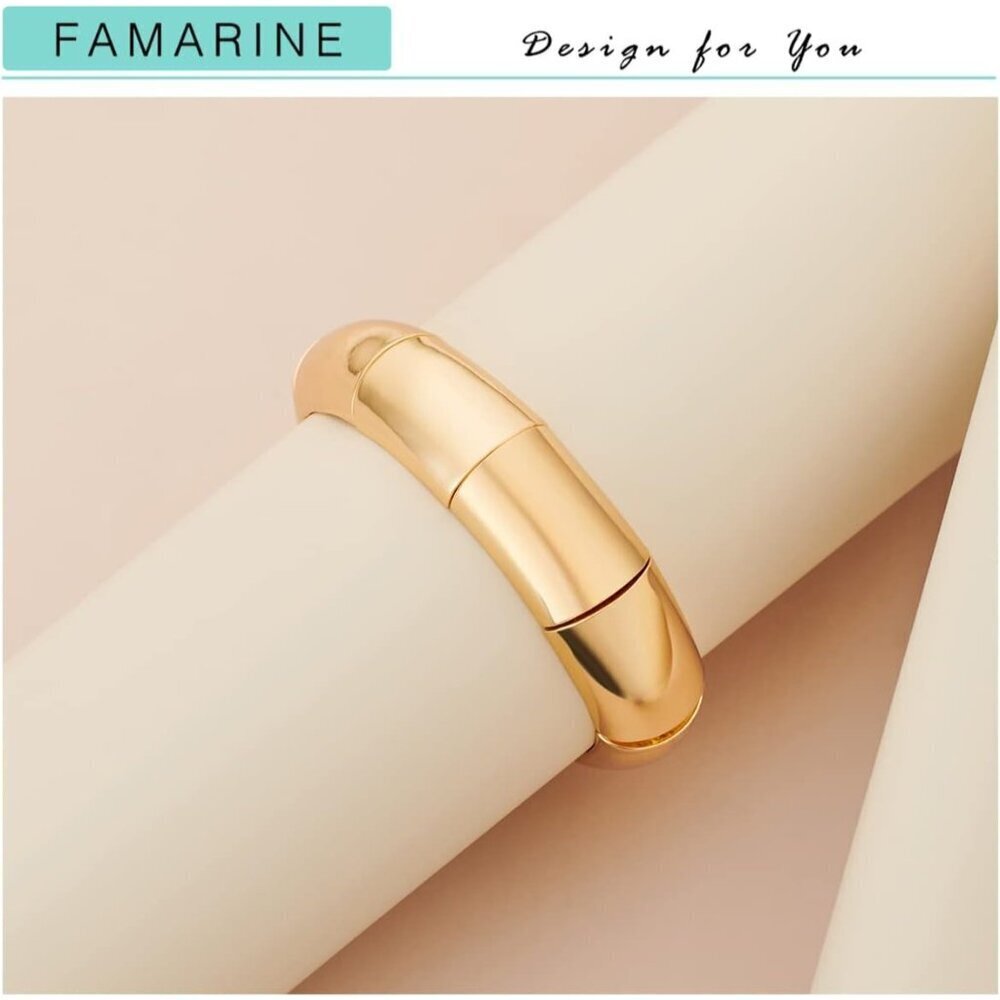 Gold Silver Style J Chunky Bangle Bracelet for Women and Men Fashion Jewelry - Picture 4 of 5